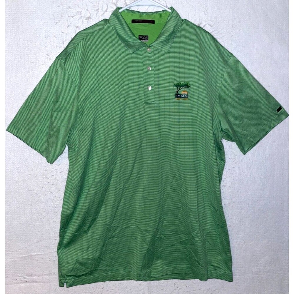 Tiger Woods Shirt Mens XL Green Nike Fit Dry 2008 US Open Torrey Pines Golf Polo